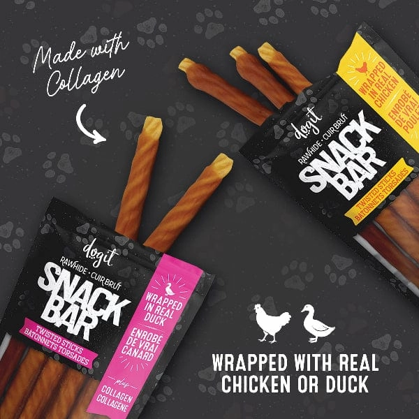 Dogit Snack Bar Duck-Wrapped Beefhide & Collagen Twisted Sticks