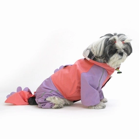 Dogobow Bubble's Dino Raincoat for Dogs and Cats (Pink/Purple)