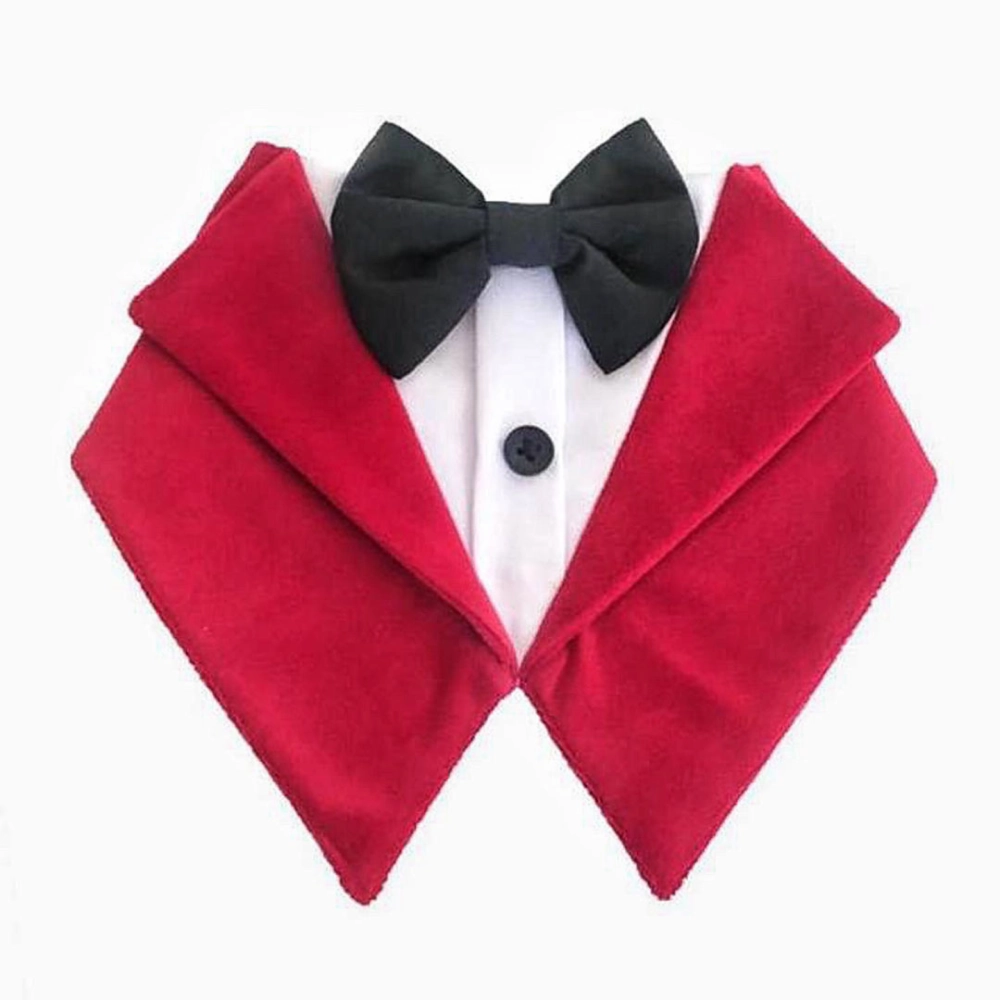 Dogobow Velvet Tuxedo Vest Bandana for Dogs (Red) (Get a Bow Free)