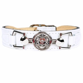 Dynasty Collection Dog Collar White Patent/Nickel
