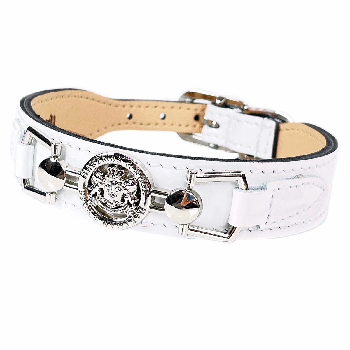 Dynasty Collection Dog Collar White Patent/Nickel