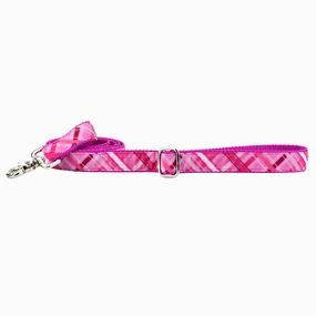 Elite Velvet Dog Leash Very Pink Plaid
