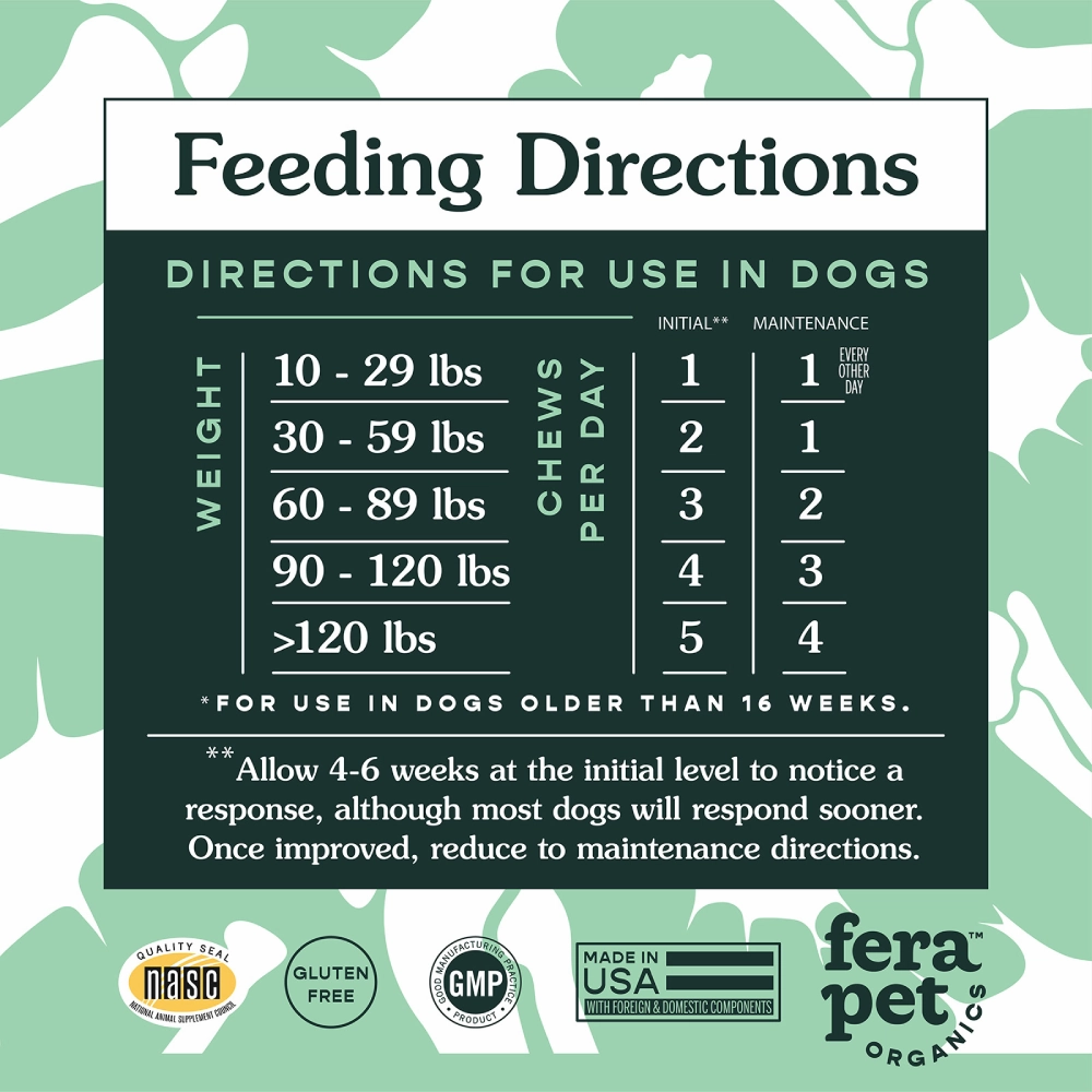 Fera Pet Organics Dog Hip   Joint Turmeric Curcumin 90 Soft Chews 11.9oz