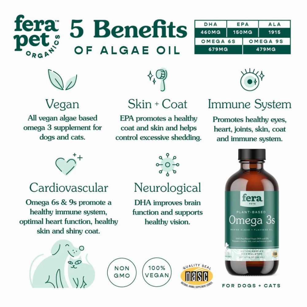 Fera Pet Organics Dogs & Cats Plant Based Omega 3s 8oz