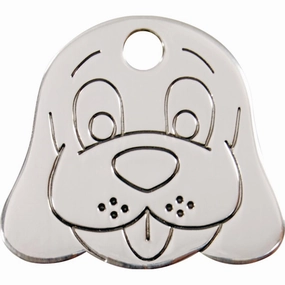 Flat Stainless Steel Dog Face Dog ID Tag