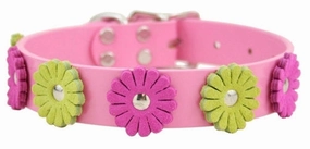 Flower Leather Collection Collar - Pink