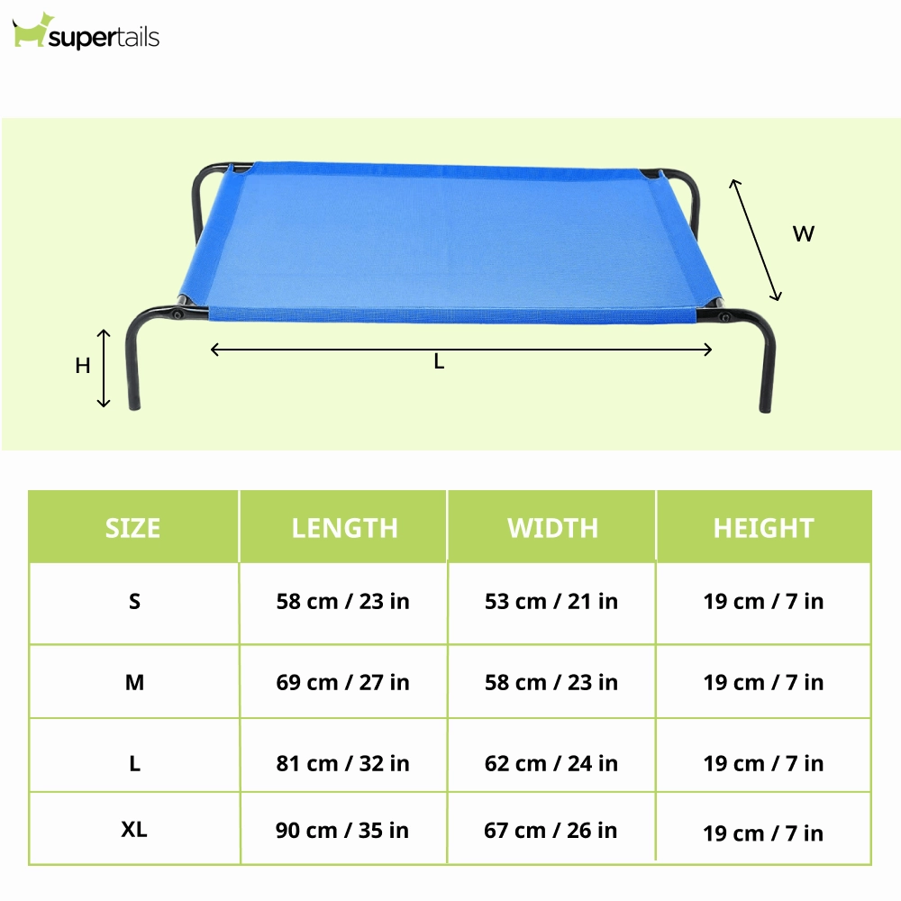 Fluffy's Pawsome Waterproof elevated Sides Camping Bed for Dogs (Blue)