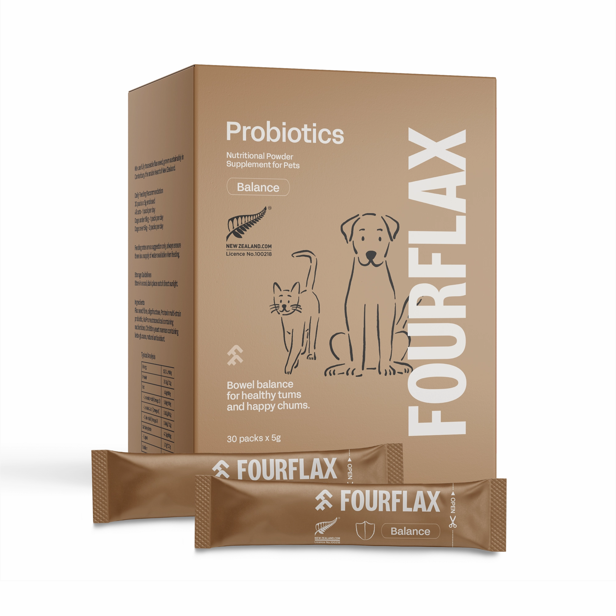 Fourflax Cats & Dogs Probiotics Powder Supplement 30packets x 5g