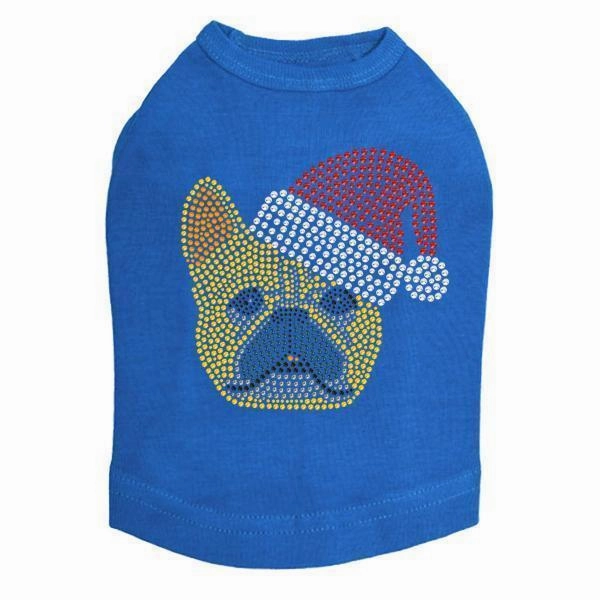 French Bulldog Santa Rhinestone Dog Tank