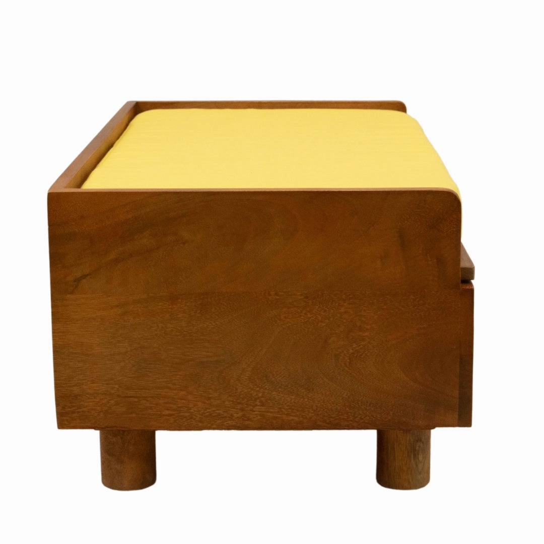 FurryLiving Hibachi Bed with Storage for Dogs (Honey/Yellow Cushion)