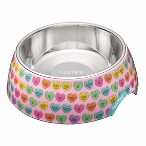 Fuzzyard Dog Bowl Melamine Candy Hearts M