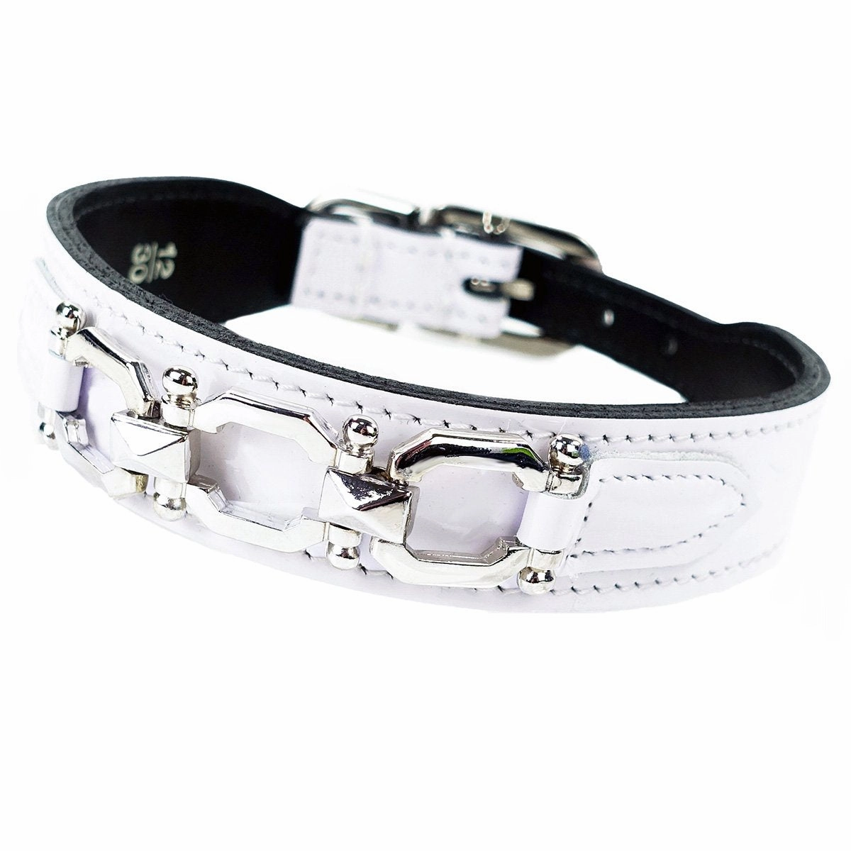 Georgia Rose Collection Dog Collar White Patent/Nickel