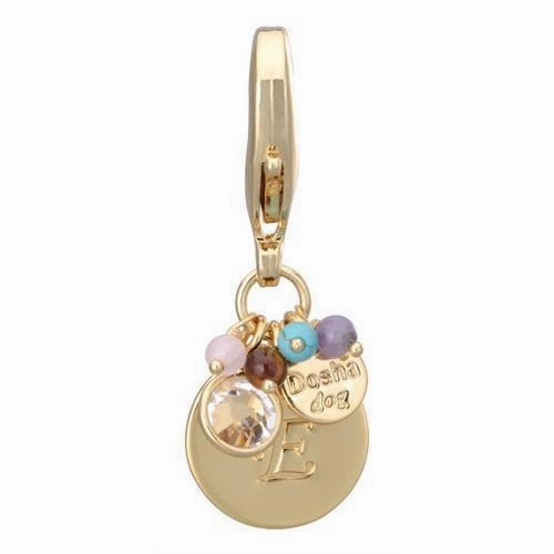 Gold Initial E Dog Collar Charm