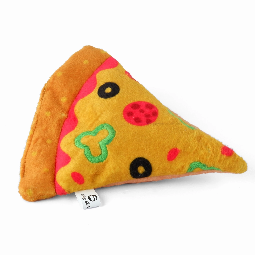 Goofy Tails Food Buddies Pizza Slice Plush Toy for Dogs | For Soft Chewers (Yellow)