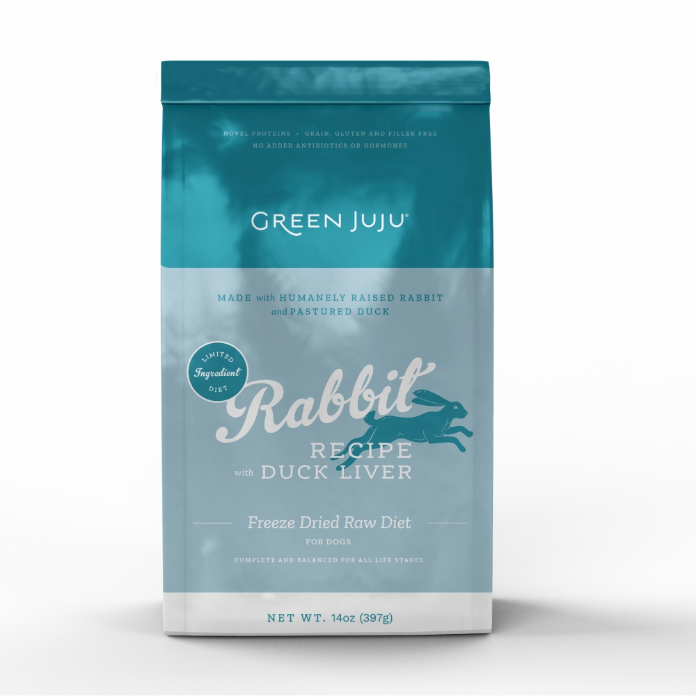 Green Juju Dog Freeze Dried Raw Diet Rabbit With Duck Liver 14oz