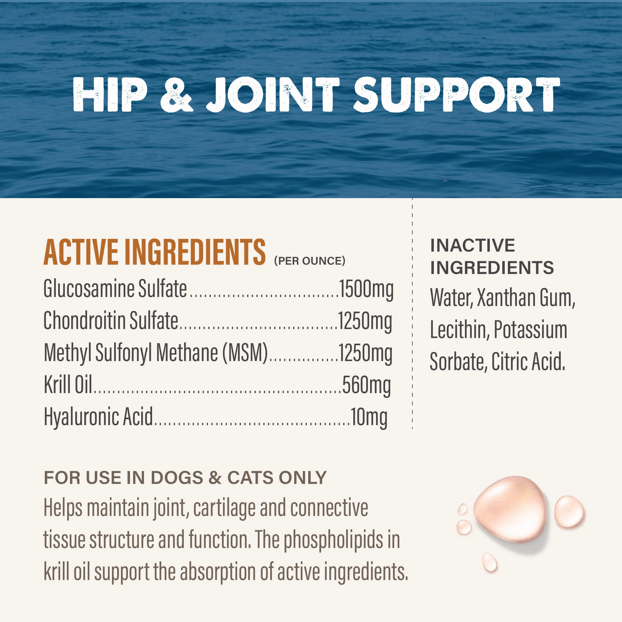 Grizzly Pet Products Hip and Joint Liquid Supplement for Dogs