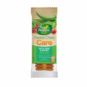 Happi Doggy Dental Chew Care Hard Chew Hip & Joint Support Rosehip & Okra Regular 25g