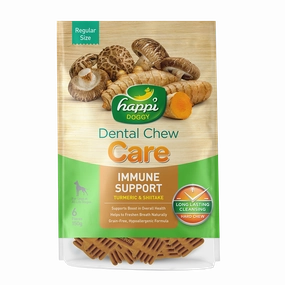 Happi Doggy Dental Chew Care Hard Chew Immune Support Turmeric & Shiitake Regular 150g