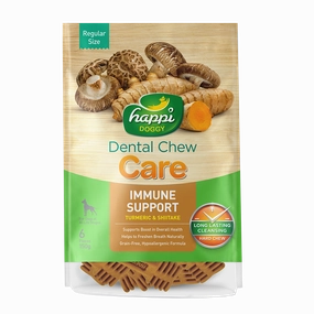 Happi Doggy Dental Chew Care Hard Chew Immune Support Turmeric & Shiitake Regular 150g
