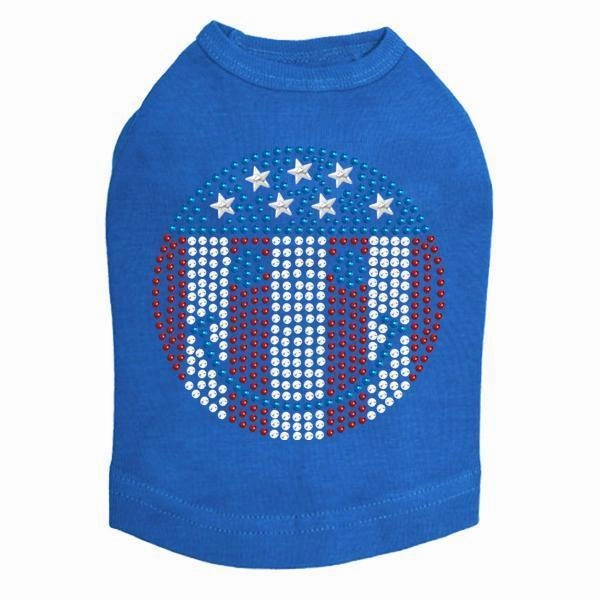 Happy Face Red White Blue Rhinestone Dog Tank