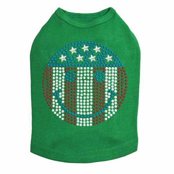 Happy Face Red White Blue Rhinestone Dog Tank