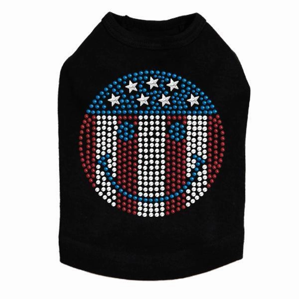 Happy Face Red White Blue Rhinestone Dog Tank