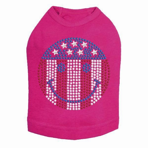 Happy Face Red White Blue Rhinestone Dog Tank