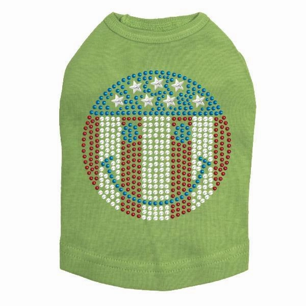 Happy Face Red White Blue Rhinestone Dog Tank