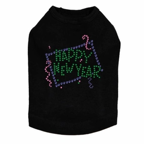 Happy New Year Confetti Rhinestone Dog Tank