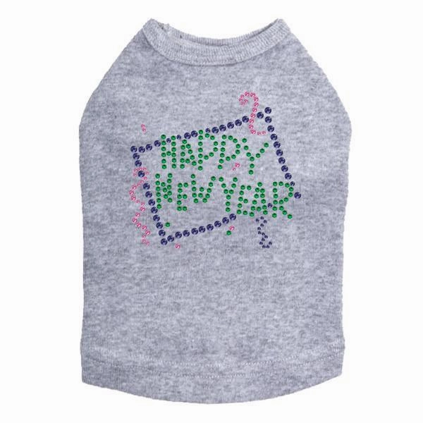 Happy New Year Confetti Rhinestone Dog Tank