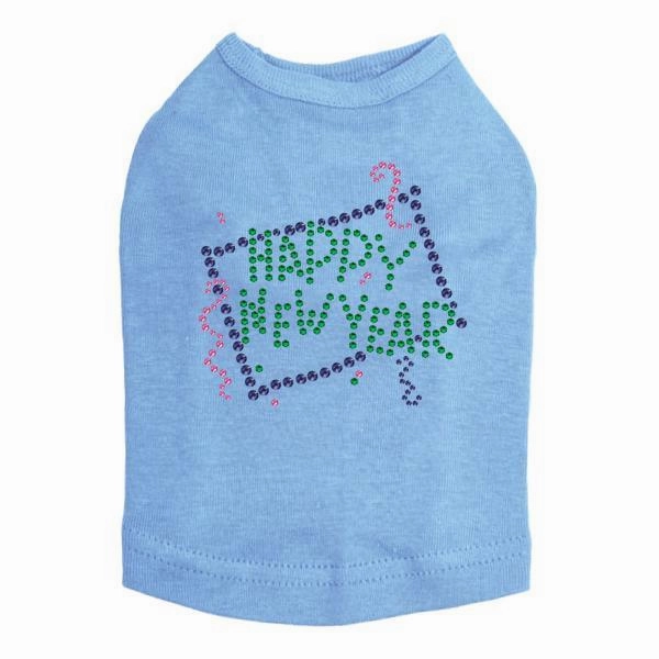 Happy New Year Confetti Rhinestone Dog Tank