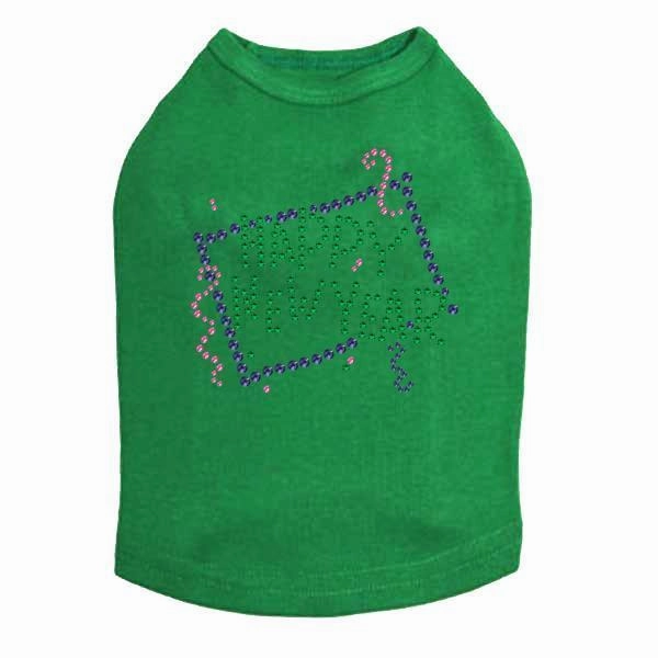 Happy New Year Confetti Rhinestone Dog Tank
