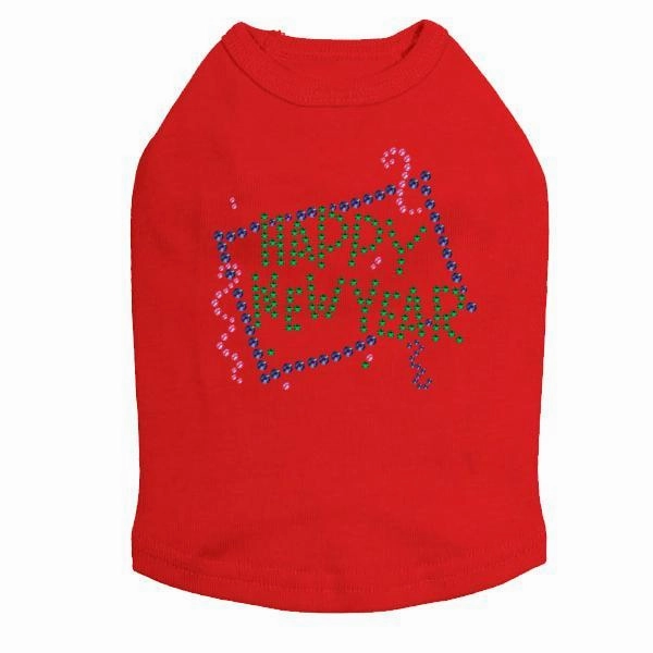 Happy New Year Confetti Rhinestone Dog Tank