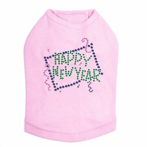 Happy New Year Confetti Rhinestone Dog Tank