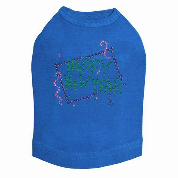 Happy New Year Confetti Rhinestone Dog Tank