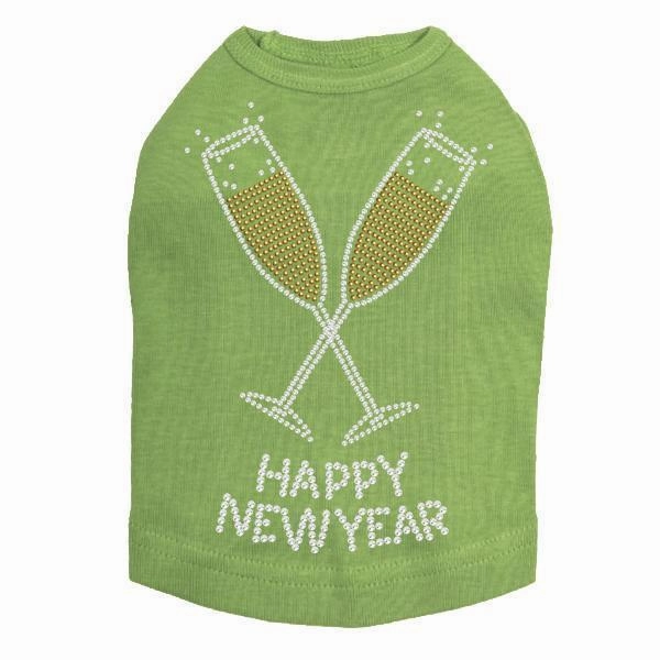 Happy New Year Rhinestone Dog Tank