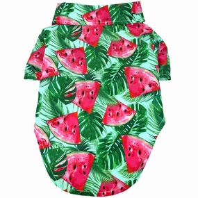 Hawaiian Dog Camp Shirt Juicy Watermelon