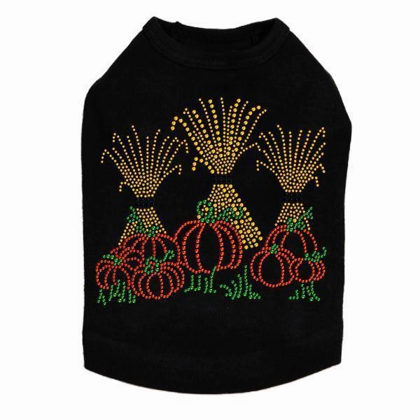 Hay Stacks And Pumpkins Rhinestone Dog Tank