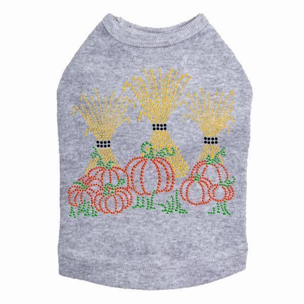 Hay Stacks And Pumpkins Rhinestone Dog Tank