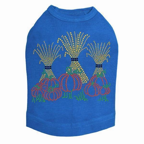 Hay Stacks And Pumpkins Rhinestone Dog Tank