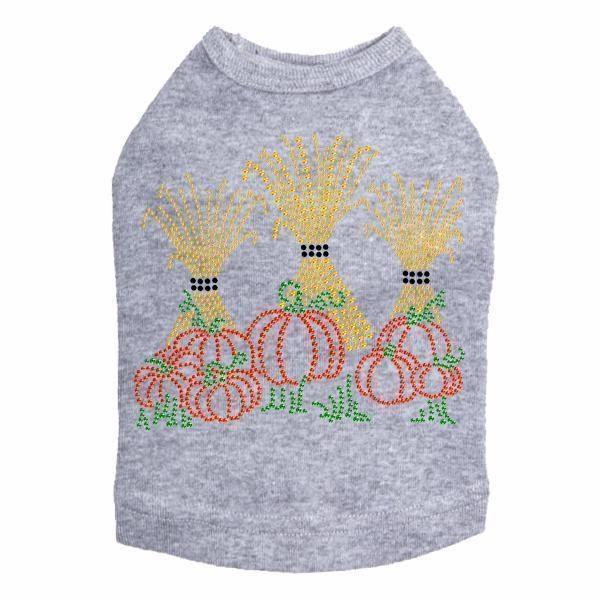 Hay Stacks And Pumpkins Rhinestone Dog Tank