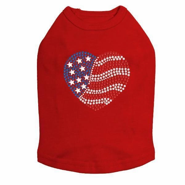 Heart Flag Rhinestone Dog Tank