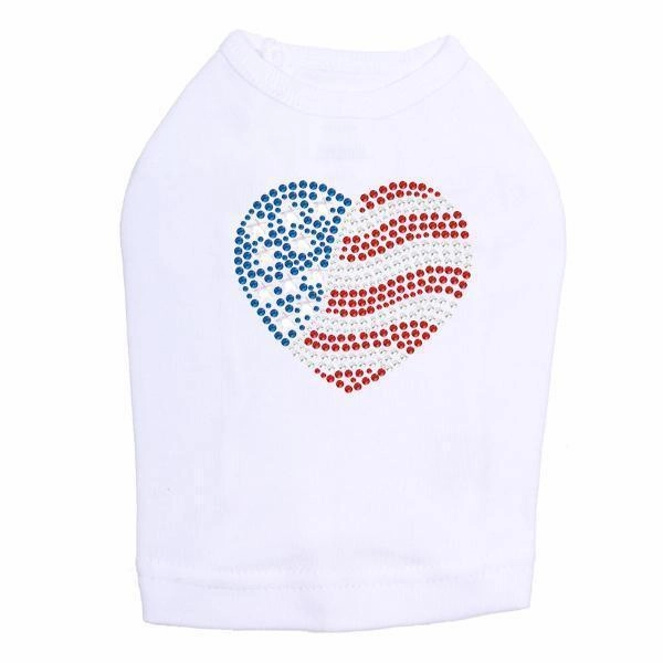 Heart Flag Rhinestone Dog Tank