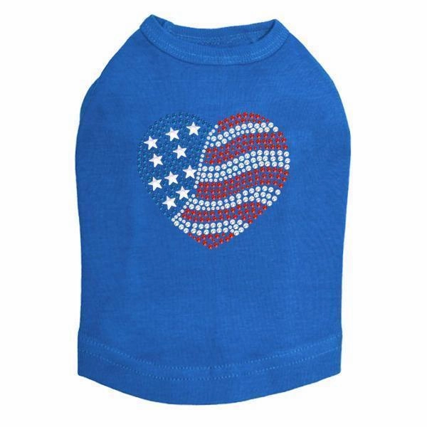 Heart Flag Rhinestone Dog Tank