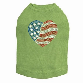 Heart Flag Rhinestone Dog Tank