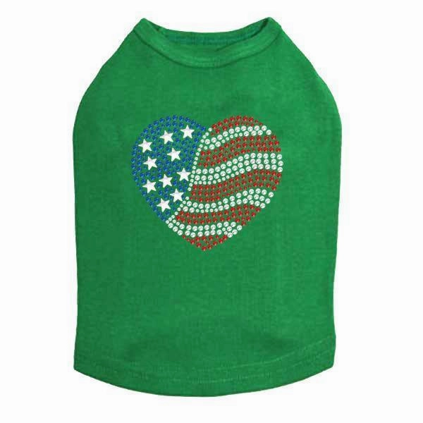 Heart Flag Rhinestone Dog Tank