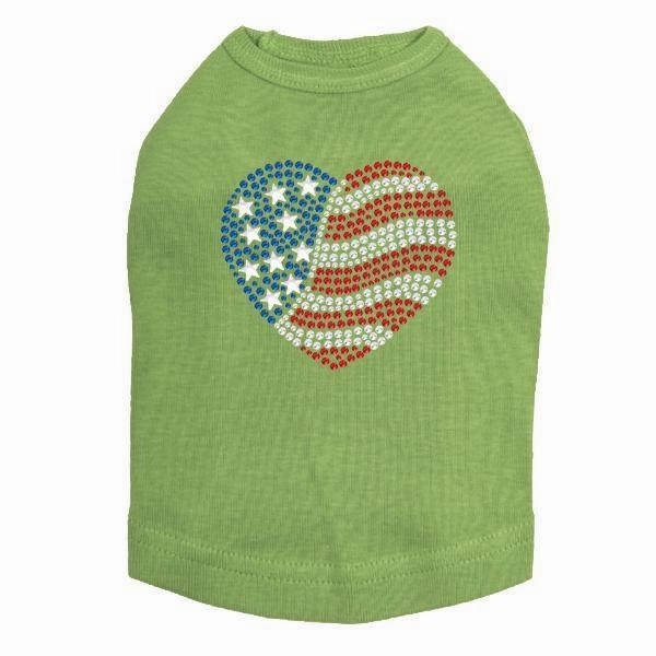 Heart Flag Rhinestone Dog Tank