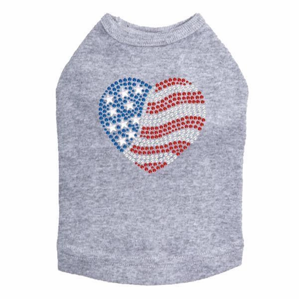 Heart Flag Rhinestone Dog Tank
