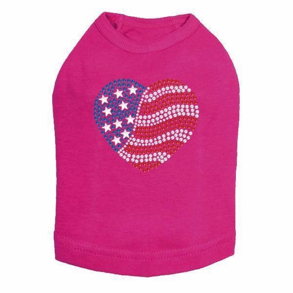 Heart Flag Rhinestone Dog Tank