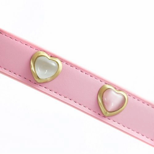 Heart Pink And White Cat Eye On Pink Dog Collar